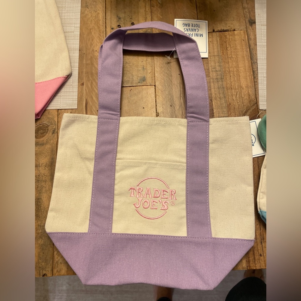 Trader Joe’s Cream and Lavender Canvas Tote Bag